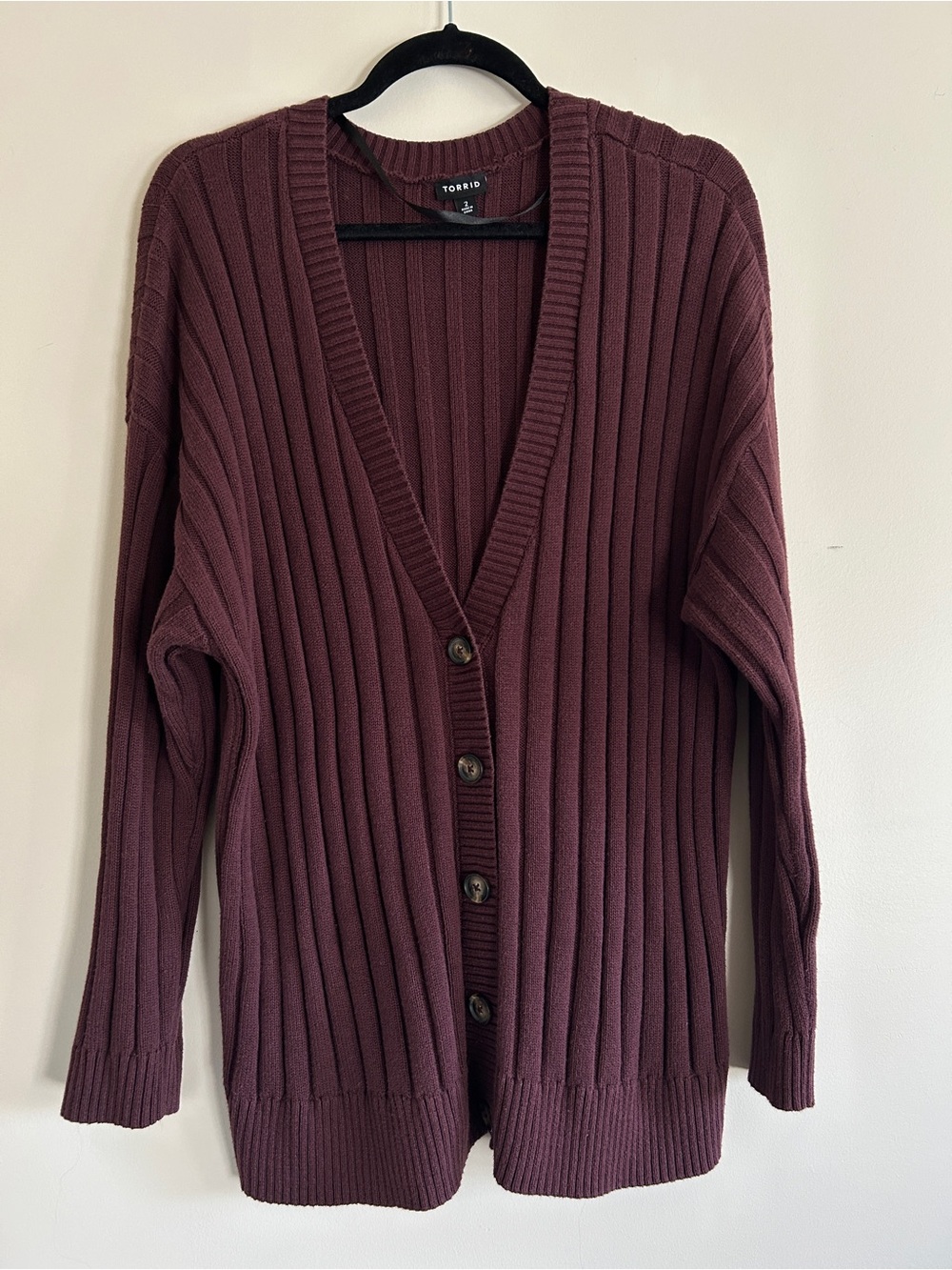 torrid Deep Plum Ribbed Button Cardigan, size 2x
